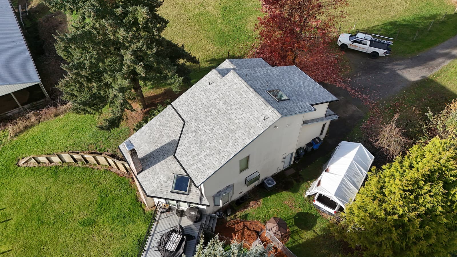 Vancouver WA new roof installation - aerial drone view